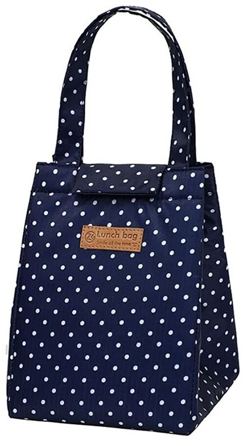 Food carrier bag in blue polka dot color. Dimension: 18x18x25cm LM-090B