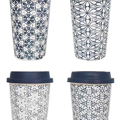Bicchiere in ceramica - tazza in 4 modelli. Dimensione: 9x12.7×6.2 cm Capacità: 400 ml LM-309
