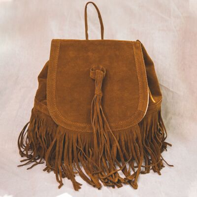 Dakota Suede Fringe Backpack - Tan