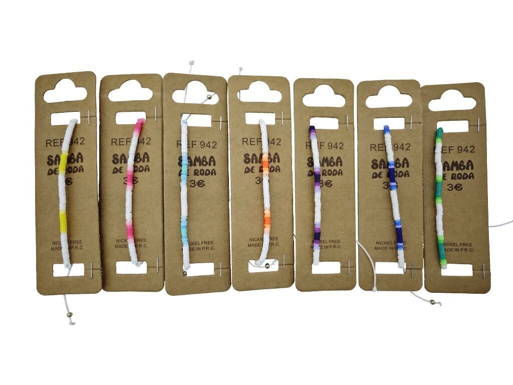 Set of 35 white and fluorescent bracelets