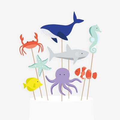 8 Cake toppers : fonds marins