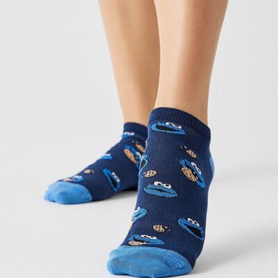 BeSesameStreet Cookie Monster - Calzini alla caviglia in cotone organico al 100%.