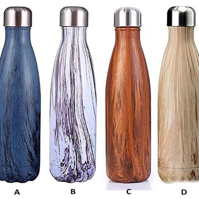 Stainless steel wood-look thermos in 4 designs. Capacity: 500ml SD-191