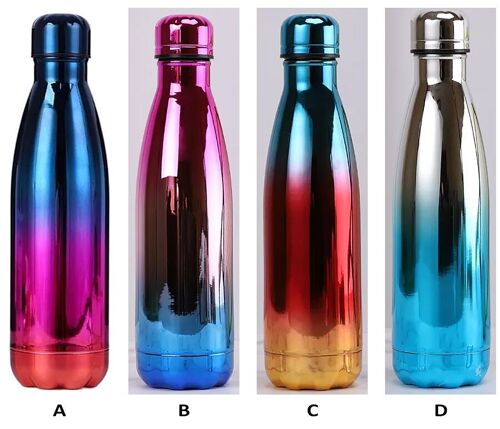 Iridescent stainless steel thermos in 4 designs. Capacity: 500ml SD-192