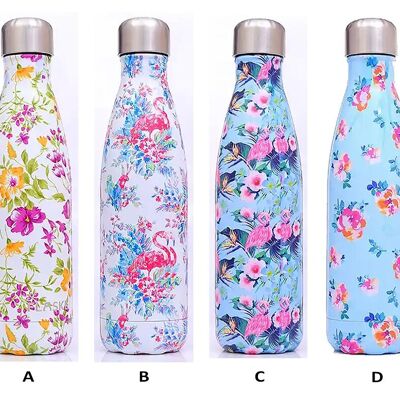 Stainless steel thermos in 4 spring designs. Capacity: 500ml SD-193