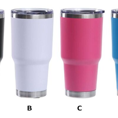 Thermos in acciaio inox in 4 diversi colori dalla forma ideale per l'accoglienza in macchina. Dimensioni: 12x23 cm Capacità: 900 ml SD-196