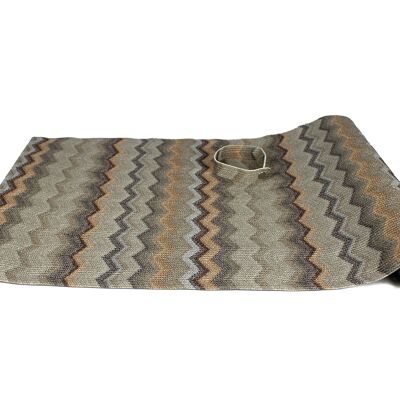 Table runner zigzag pattern brown 150 cm long faux leather