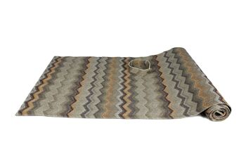 Chemin de table motif zigzag marron 150 cm de long simili cuir 1