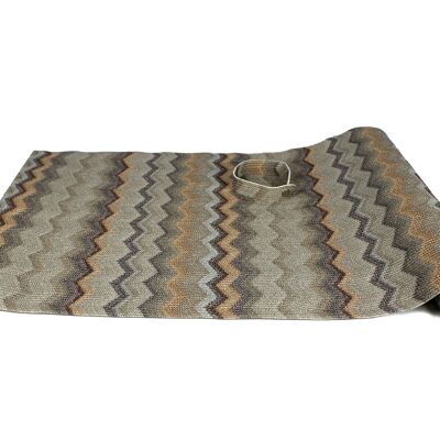Chemin de table motif zigzag marron 150 cm de long simili cuir