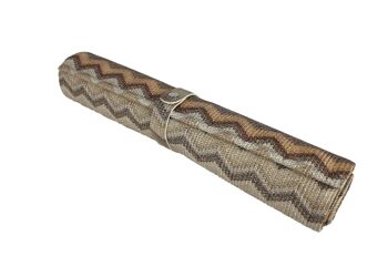 Chemin de table motif zigzag marron 150 cm de long simili cuir 4