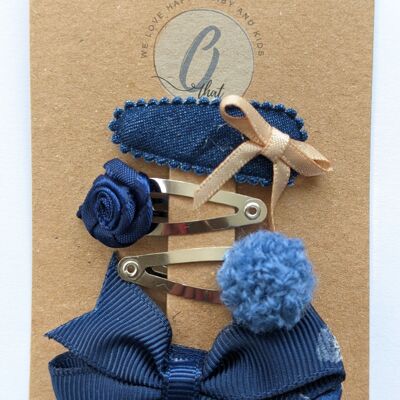 Baby-Haarspangen-Set Marineblau 4-teilig OK 3570