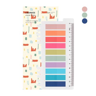 Vibrant Summer | Ordinate 200 pieces of adhesive strips | Sticky marker film | Writeable sticky notes tabs | 10 Colors Adhesive Markings Small Flags | Adhesive notes l Flags Index Tabs | Page Marker for page marking |