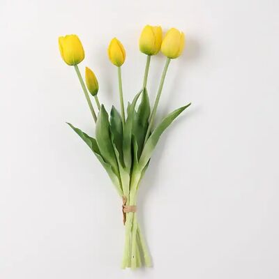 Flor decorativa artificial "TULIPÁN" en color amarillo. Dimensión: 4x40cm MB-1061A
