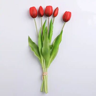 Fleur décorative artificielle "TULIPE" de couleur rouge. Dimension : 4x40cm MB-1061C