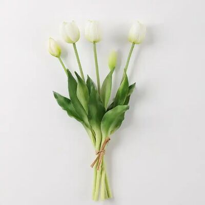 Fleur décorative artificielle "TULIPE" de couleur blanche. Dimension : 4x40cm MB-1061D