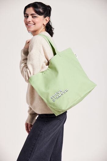 SAC SHOPPING SOEUR D’AMOUR VERT D’EAU 2