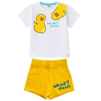 Ensemble t-shirt et short bébé garçon à motif canard 1