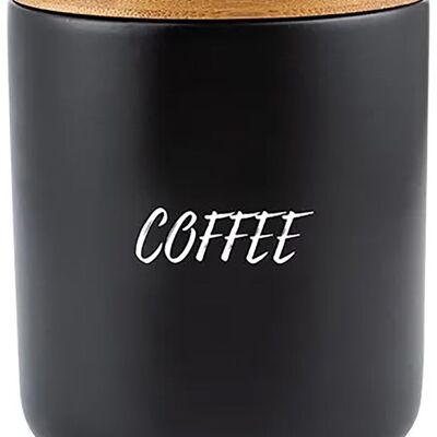 Kaffeekanne aus Keramik mit Bambusdeckel aus Holz, luftdichter Verschluss in Schwarz. Fassungsvermögen: 850 ml SD-164B