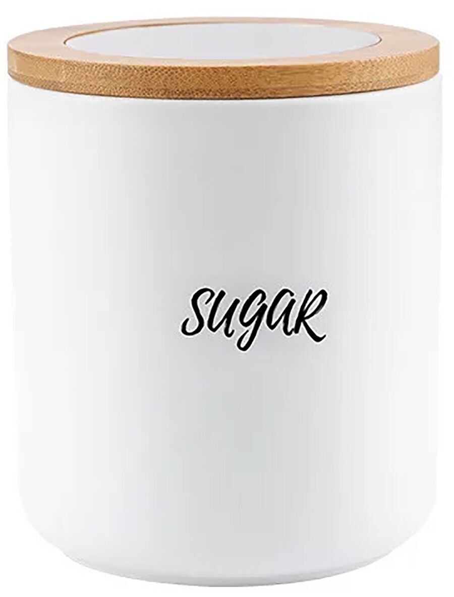 Ceramic coffee pot with wooden bamboo lid, airtight closure in white. Capacity: 850ml SD-164W