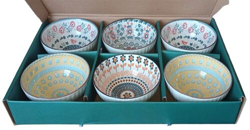 Set of 6 green colored bowls in a gift box. SD-169
