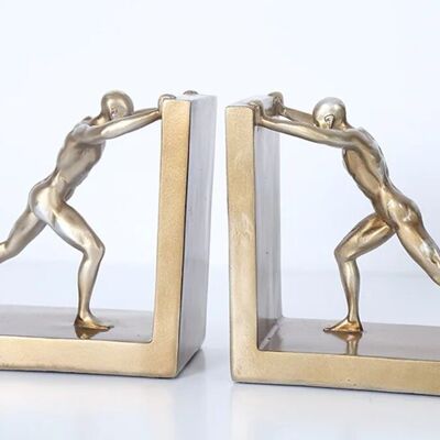Set of 2 bookends "ATHLETES" made of resin and metal. SD-171