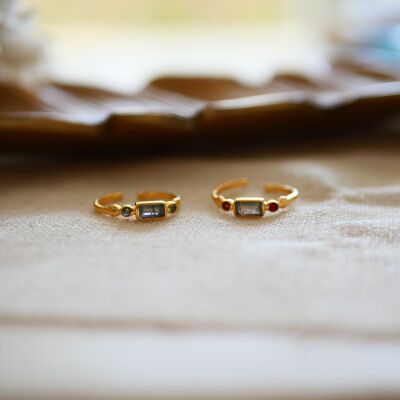 Adjustable Ajeya labradorite ring and stones of your choice