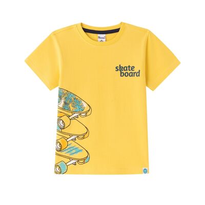 T-shirt avec skateboard pour garçon en Jaune