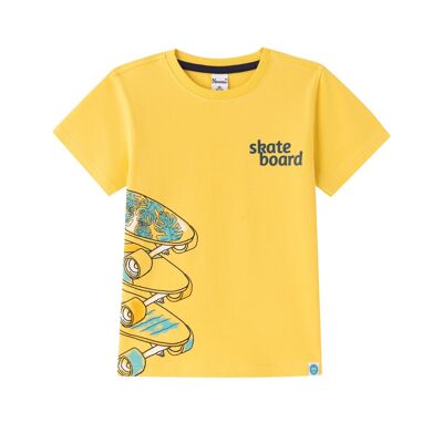 Camiseta de chico con skateboard en Amarillo