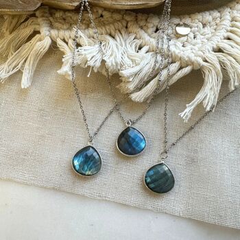 Collier Justine Labradorite chaine argentée 1