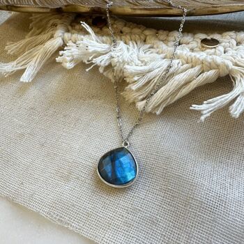 Collier Justine Labradorite chaine argentée 3