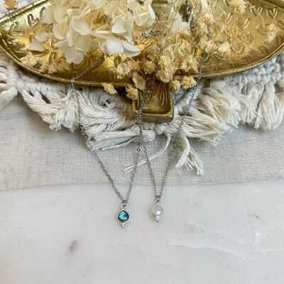 Anita silver chain necklace Labradorite or Moonstone