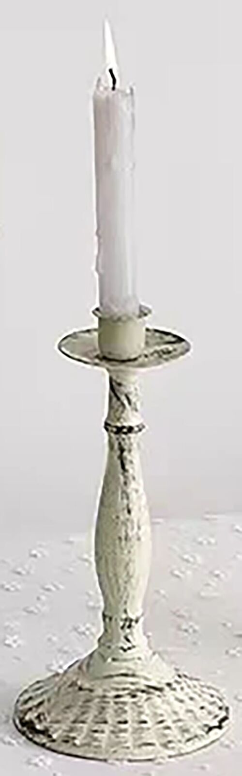 Metal retro single decorative candlestick in white color. SD-179
