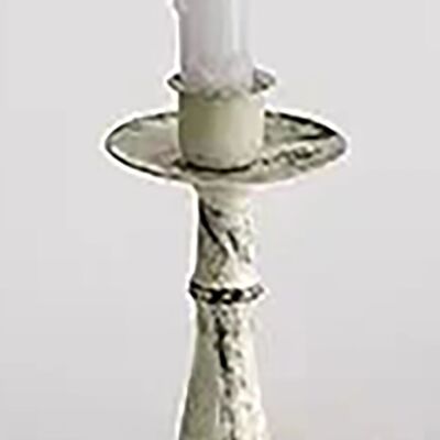 Metal retro single decorative candlestick in white color. SD-179