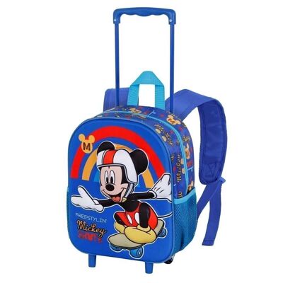 Disney Mickey Mouse Freestyle-3D Backpack with Small Wheels, Blue