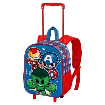 Marvel The Avengers Mini Heroes-Zaino 3D con ruote piccole, multicolore