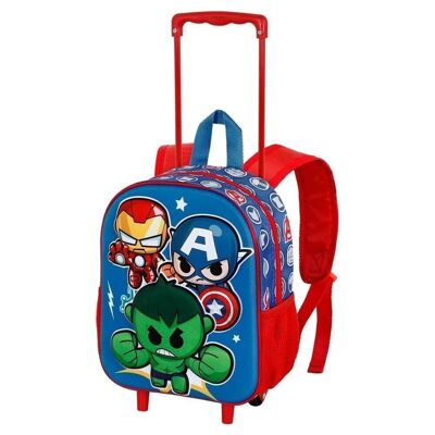 Marvel The Avengers Mini Heroes-3D Backpack with Small Wheels, Multicolor