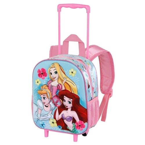 Princesas Disney Adorable-Mochila 3D con Ruedas Pequeña, Azul