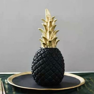 Dekorative Ananas aus schwarzem Harz. Abmessung: 7,5 x 20 cm / 290 g SD-183B