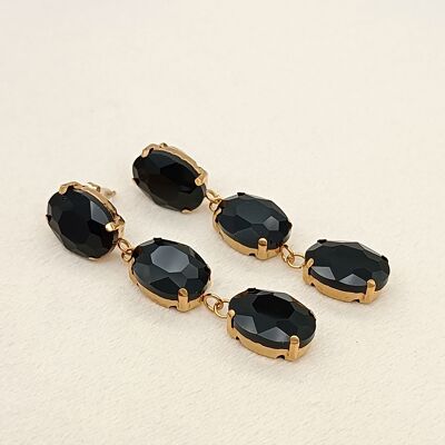 Black rhinestone dangling earrings