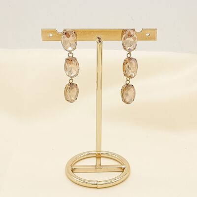 Boucles d'oreilles dorées strass pendant champagne