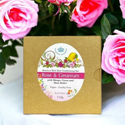 Barre revitalisante naturelle pour cheveux - Rose et géranium