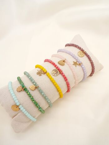 Lot de 8 bracelets elastiques colorés avec pendentifs 2