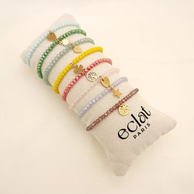 Set de 8 pulseras elásticas de colores con colgantes
