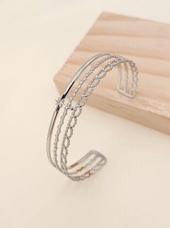 Bracelet jonc argenté multi lignes 5