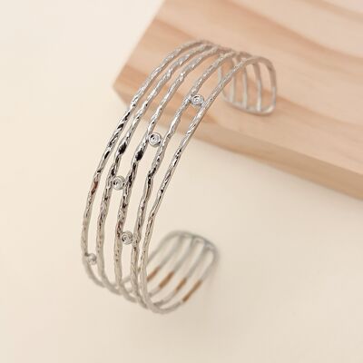 Adjustable golden dotted line bangle bracelet