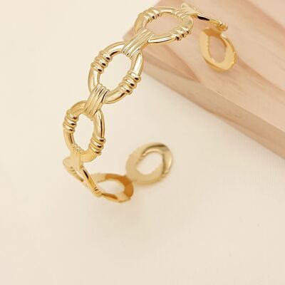 Bracelet jonc doré chaîne rigide ajustable