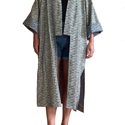 Japanese cotton kimono coat Waves