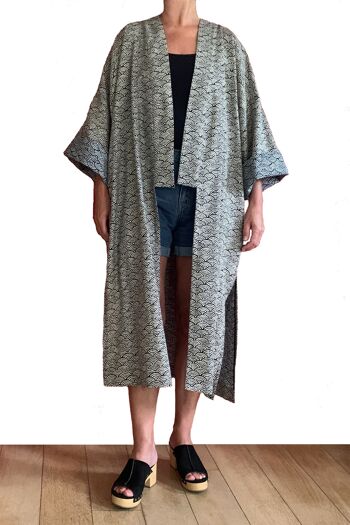 Manteau kimono en coton japonais Vagues