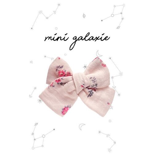 Barrette super maxi nœud - double gaze motif rose - modèle enfant et adulte