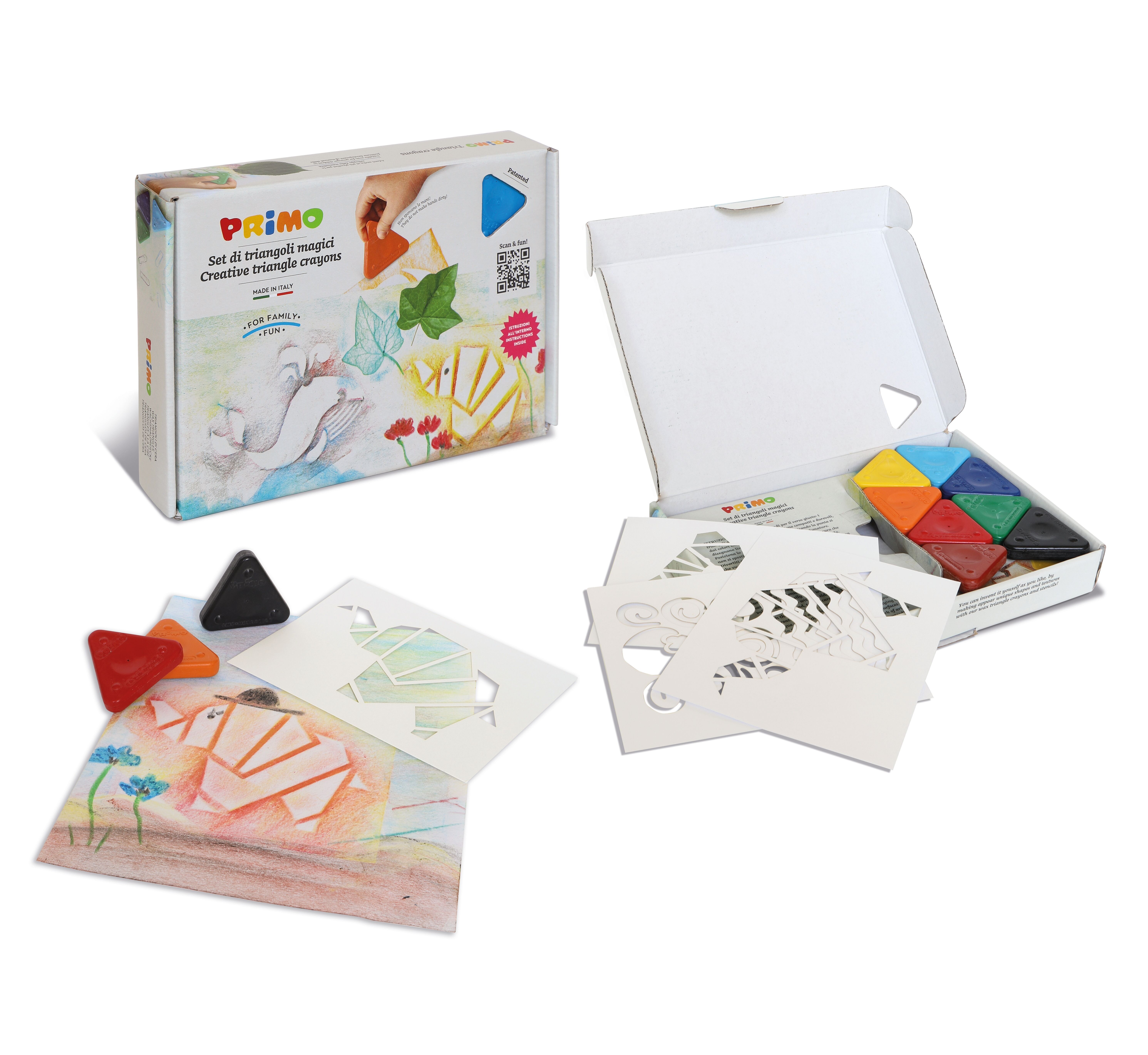 Triangoli di cera 8 colori + stencil